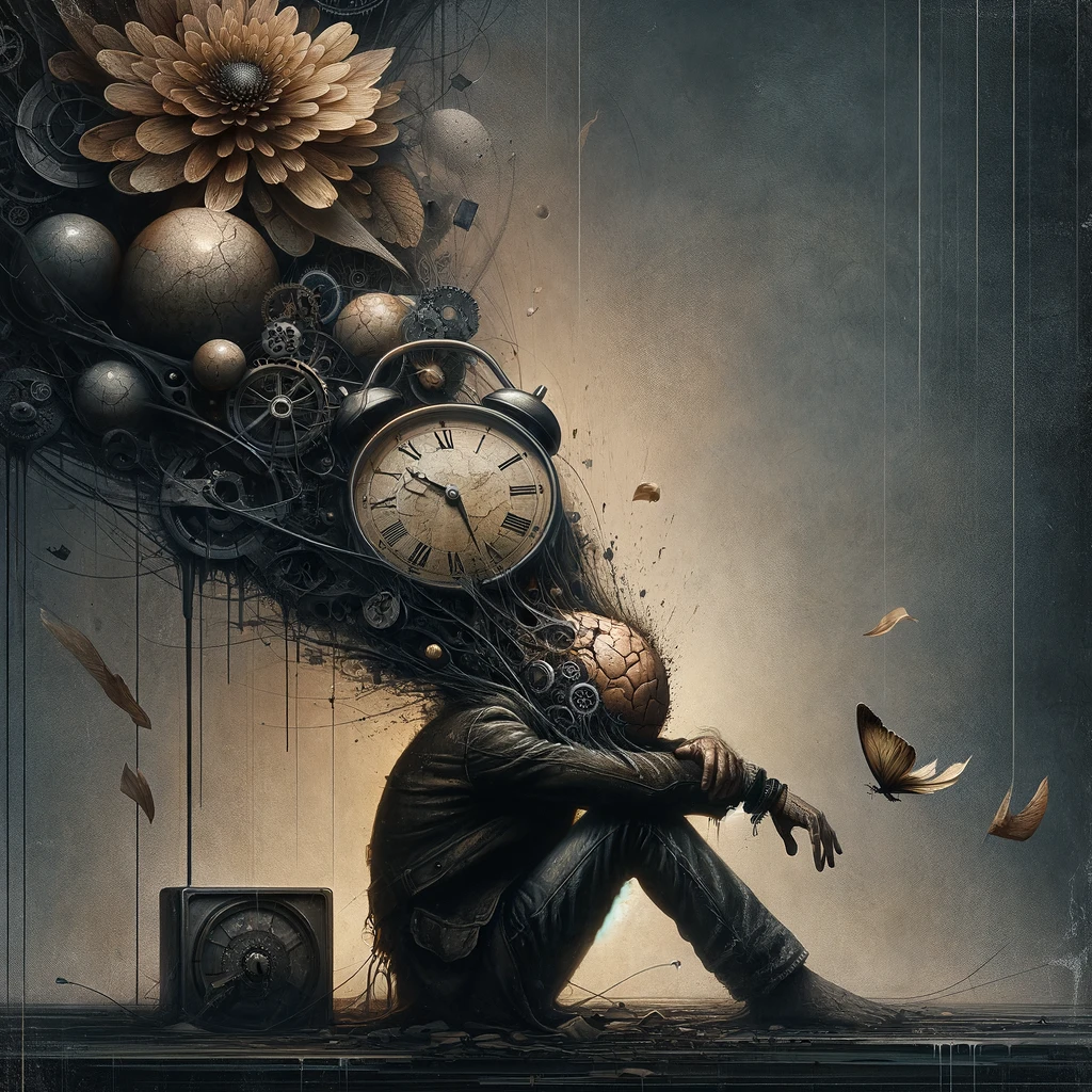 DALL·E 2024-03-22 13.04.34 - An abstract conceptual artwork that reflects the essence of the phrase_ 'From stupidity, one learns nothing, and from life not much more. It is what i.webp